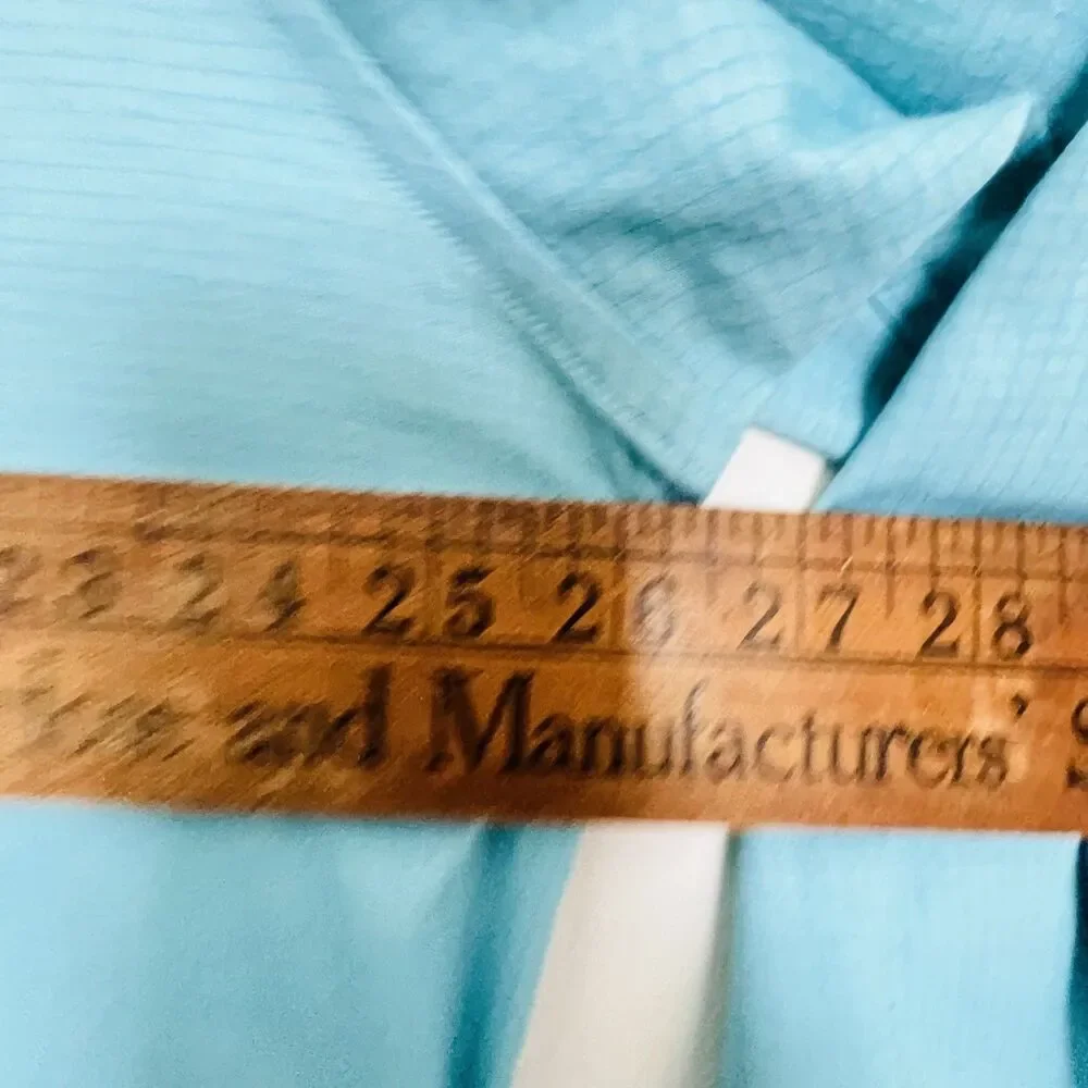 Buttercloth Mens Shirt 2XL Aqua Blue Micro Check Button Up Cotton Flip Cuff - Picture 11 of 11